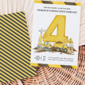 Kids Yellow Construction Truck Birthday Party 招待状