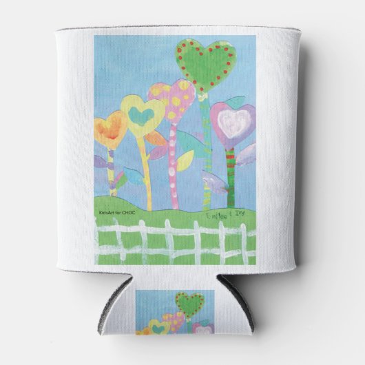 KidsArt for CHOC – ピケットフェンス付きハート 缶クーラー (正面)