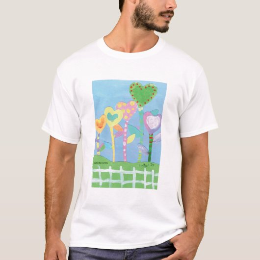 KidsArt for CHOC – ピケットフェンス付きハート Tシャツ (正面)