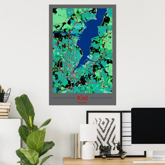 Kiel Stadtkarten Zentrum im Kontrast ポスター (ホームオフィス)