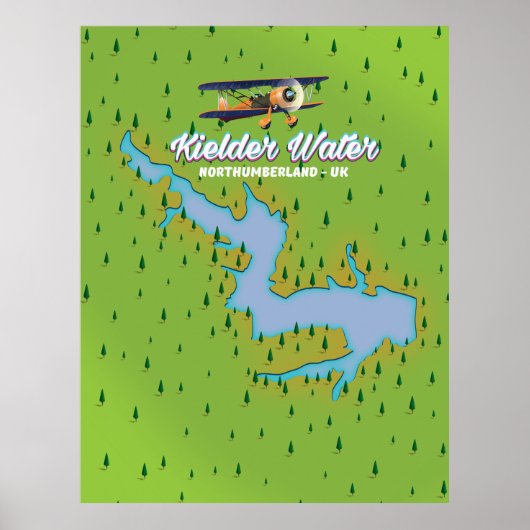 Kielder Water Northumberlandの英国の地図 ポスター (正面)