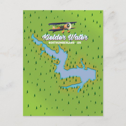 Kielder Water Northumberlandの英国の地図 ポストカード (正面)