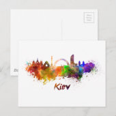 Kiev skyline in watercolor ポストカード (正面/裏面)