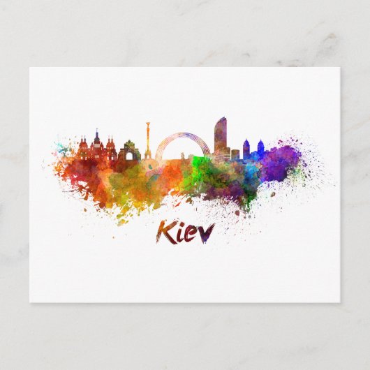 Kiev skyline in watercolor ポストカード (正面)