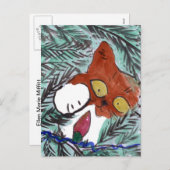 Kiitenはクリスマスツリーライトによって魅了されます シーズンポストカード (正面/裏面)