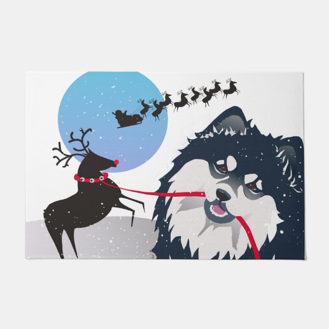 KIITOSサンタ-フィンランドのLapphundの玄関マット2のサイズ ドアマット (正面)