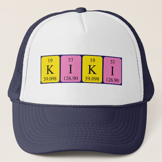 Kikiの周期表の名前の帽子 キャップ (正面)