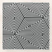 kikou (Turtle shell) [black] - Japanese Pattern ガラスコースター (正面)