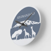 Kilimanjaro (青い) ラウンド壁時計 (傾斜)