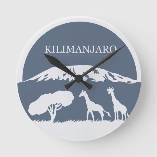 Kilimanjaro (青い) ラウンド壁時計 (正面)
