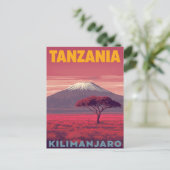 Kilimanjaro Tanzania Retro Travel ポストカード (スタンド正面)