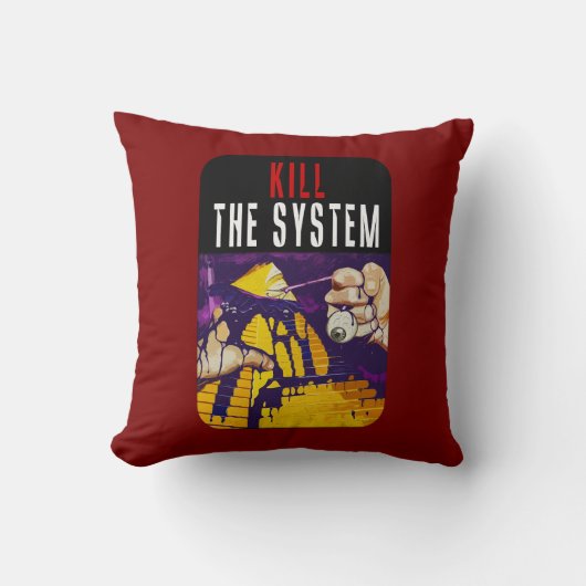 Kill the System Anti-Establishment Pyramid Eye Art クッション (正面)