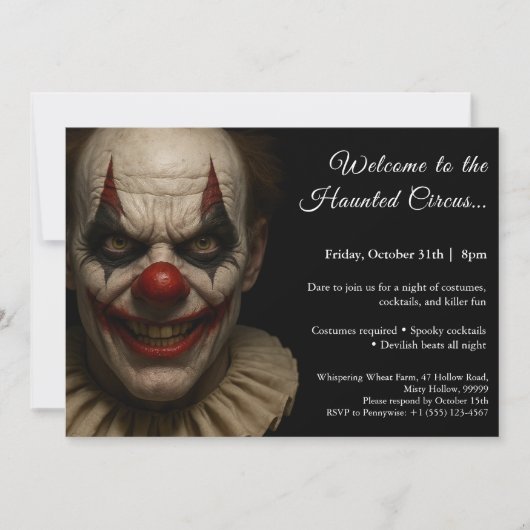Killer Clown | Halloween Costume Party Invitation 招待状 (正面)