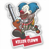 Killer Clown Halloween Horror Chainsaw Cartoon シール (正面)