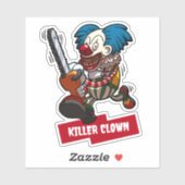 Killer Clown Halloween Horror Chainsaw Cartoon シール (シート)