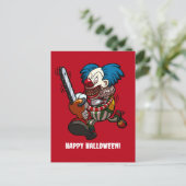 Killer Clown Happy Halloween Horror Cartoon ポストカード (スタンド正面)