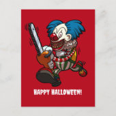 Killer Clown Happy Halloween Horror Cartoon ポストカード (正面)