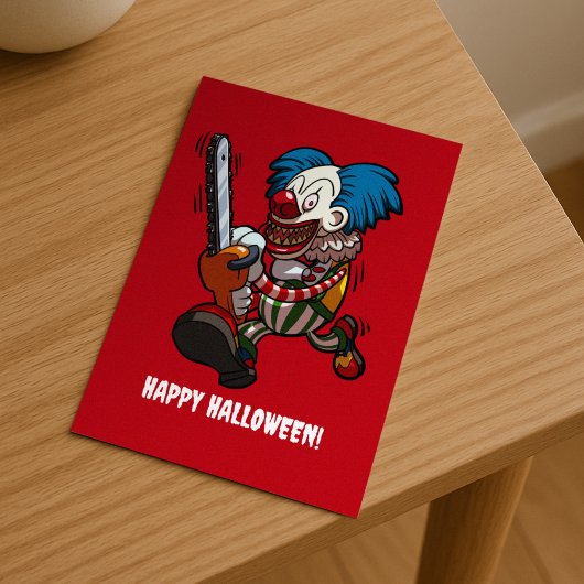 Killer Clown Happy Halloween Horror Cartoon ポストカード