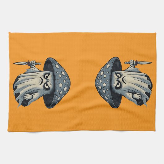 Killer 'Shroom – Spooky Ghost with Knife キッチンタオル (横)