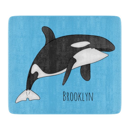 Killer whale cartoon illustration  カッティングボード (正面)