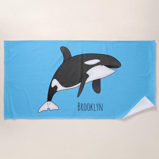 Killer whale cartoon illustration ビーチタオル (正面)