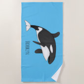 Killer whale cartoon illustration ビーチタオル (正面)