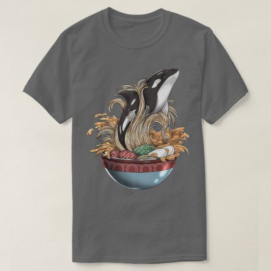 Killer Whale Orca Ramen Noodle Japanese Harajuku F Tシャツ (デザイン正面)