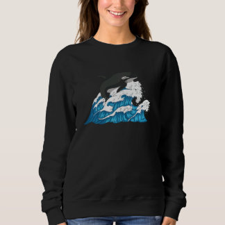 Killer Whale  Waves Ocean Animal Orca Long Sleeve スウェットシャツ