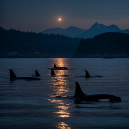 Killer Whales at Night - Orca Jigsaw Puzzle ジグソーパズル