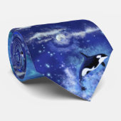 Killer Whales on Full Moon - Art Drawing ネクタイ (ロール)