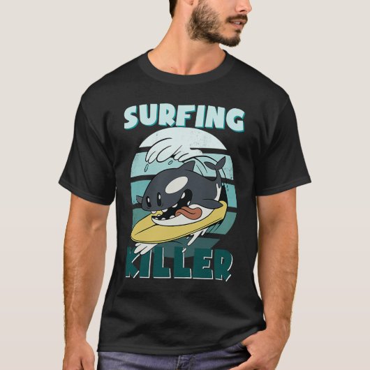 Killerwal Surf Ocean Men's Boys Children's Orca Tシャツ (正面)