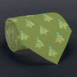 Kilowatt Christmas Tree Moss Green Two-sided ネクタイ<br><div class="desc">Moss green with sage green and turquoise colorway.  Inspired by the retro advertising icon from the forties,  this Christmas tree design is a fun holiday design for a necktie. These designs come in several colorways.</div>