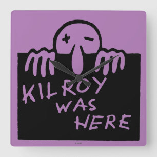 Kilroyはここにありました スクエア壁時計
