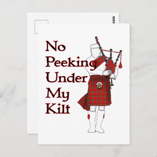 Kilt Bagpipeプレーヤーの下のおもしろいピークなし ポストカード (正面/裏面)