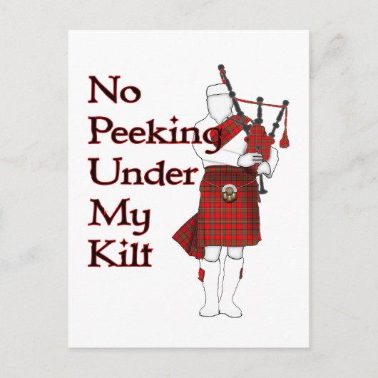 Kilt Bagpipeプレーヤーの下のおもしろいピークなし ポストカード (正面)