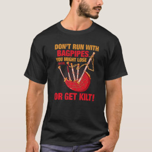 Kilt Premiumを走得ることができるバグパイプを使用しない Tシャツ