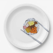 Kimbap Slice with Chopsticks – Korean Food Art ペーパープレート (正面)