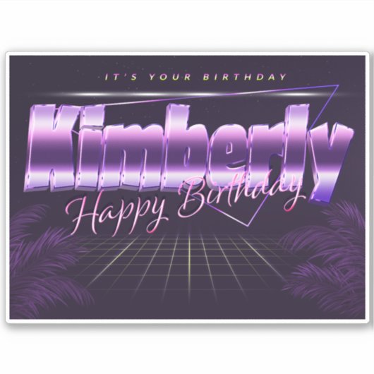 Kimberly Name Vorname retro Sticker Geburtstag シール (正面)