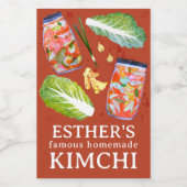Kimchi Ingredients Watercolor HOMEMADE Custom フードラベル (シングルラベル)