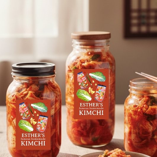 Kimchi Ingredients Watercolor HOMEMADE Custom フードラベル