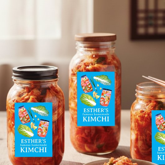 Kimchi Ingredients Watercolor HOMEMADE Custom フードラベル