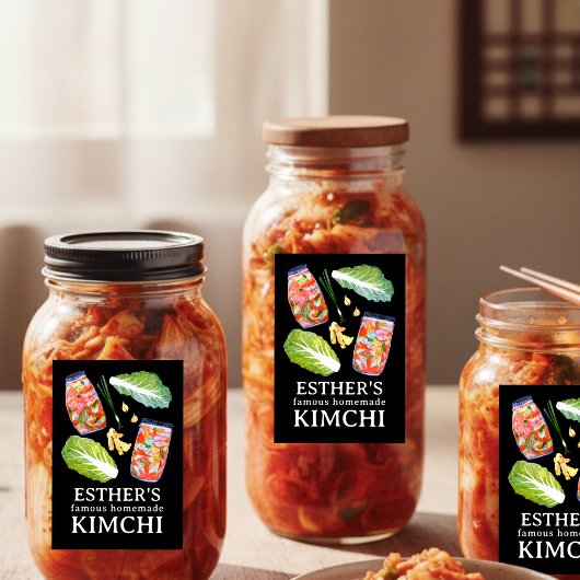 Kimchi Ingredients Watercolor HOMEMADE Custom フードラベル