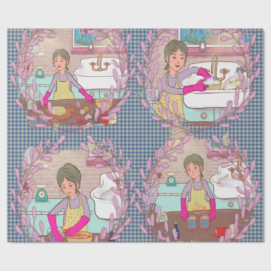Kimchi Making Pattern – Illustrated Korean Food Wr ラッピングペーパー (フラット)