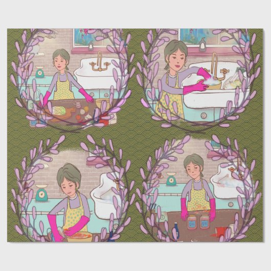 Kimchi Making Pattern – Illustrated Korean Food Wr ラッピングペーパー (フラット)