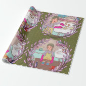 Kimchi Making Pattern – Illustrated Korean Food Wr ラッピングペーパー (アンロールド)