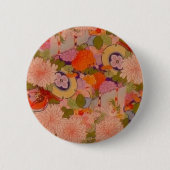 Kimono Flower Pink Floral Pattern 缶バッジ (正面)