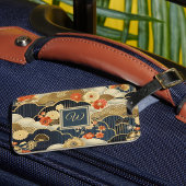 Kimono Style Floral Japanese Print with Monogram ラゲッジタグ