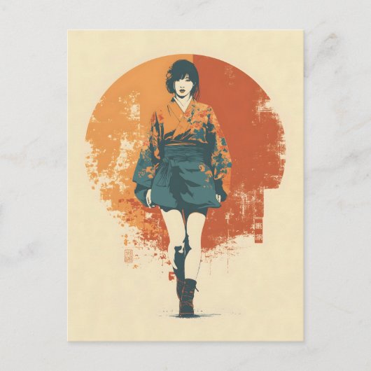 Kimono woman vintage ポストカード (正面)