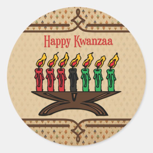 Kinara、幸せなKwanzaa ラウンドシール (正面)