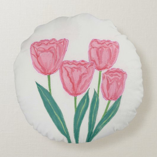 kindチューリップ花模様装飾用クッション ラウンドクッション (裏面)